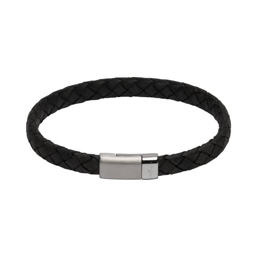 Unique - Leather Stainless Steel - Plaited Bracelet, Size 21cm - B446AB