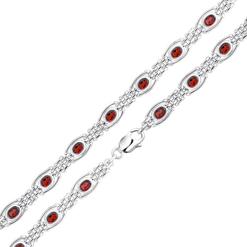 Guest and Philips - Sterling Silver - Garnet Gate Bracelet, Size 7.5