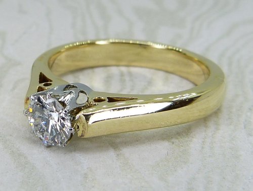 Antique Guest and Philips - Diamond Set, Yellow Gold - White Gold - Single Stone Ring R5986
