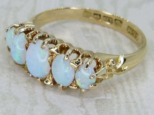 Antique Guest and Philips - Opal Set, Yellow Gold - Five Stone Ring R5991