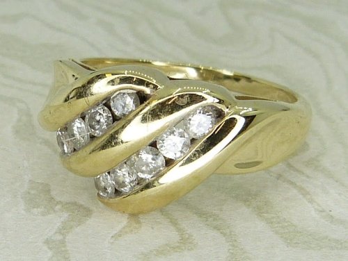 Antique Guest and Philips - Diamond Set, Yellow Gold - Two Row Cluster Ring R5996