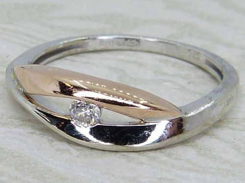 Antique Guest and Philips - Diamond Set, White Gold - Rose Gold - Single Stone Ring R6002