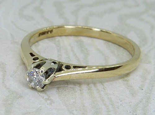 Antique Guest and Philips - Diamond Set, Yellow Gold - White Gold - Single Stone Ring R6012