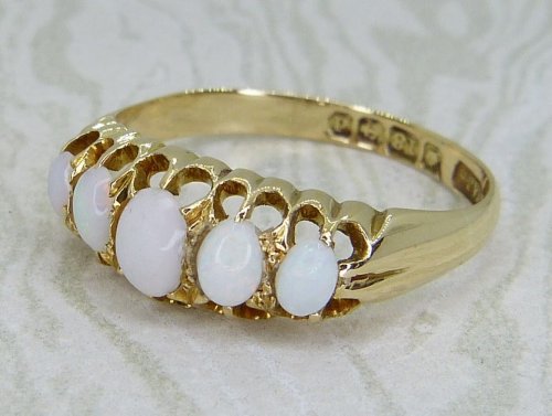 Antique Guest and Philips - Opal Set, Yellow Gold - 5 Stone Ring R6013