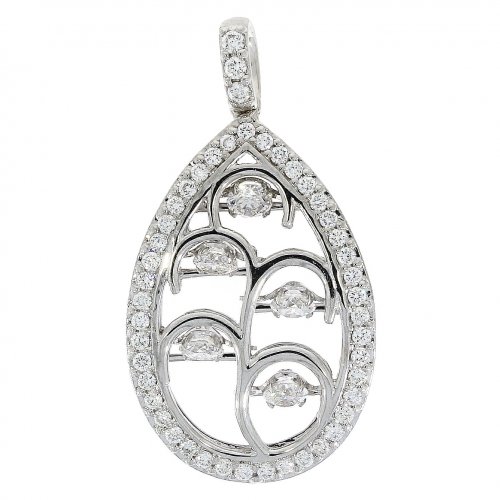 Guest and Philips - 18ct White Gold and Diamond Set Floating Pendant - C1912
