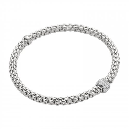 Fope - Solo, Diamonds 0.29ct Set, White Gold - 18ct Bracelet, Size L - 634BPAVEL