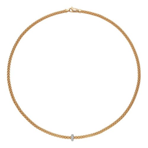 Fope - Prima, Diamonds 0.18ct Set, Yellow Gold - 18ct Necklace, Size 450mm - 745CBBR