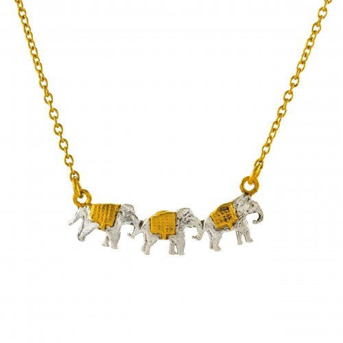 Alex Monroe - Marching Elephants, Sterling Silver Necklace AM2004N-MIX