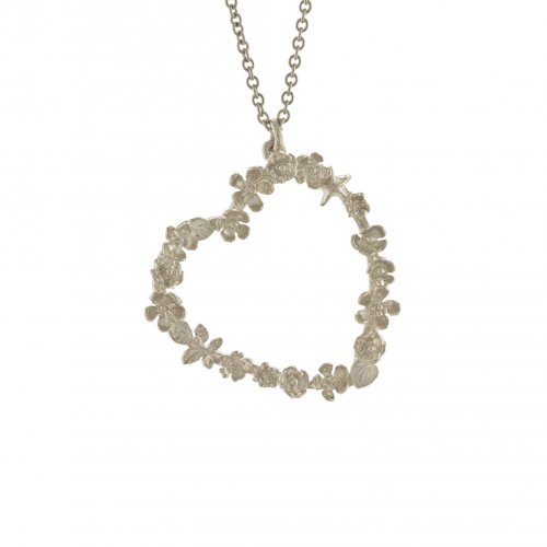 Alex Monroe - Floral Heart & Star, Sterling Silver Necklace - SLN2-S