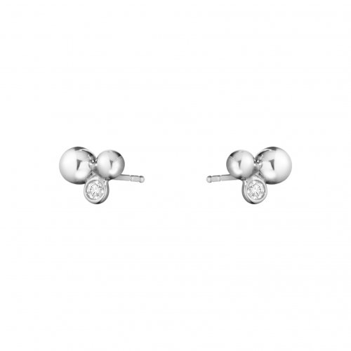 Georg Jensen - Grape, Diamond Set, Sterling Silver - 0.07 ct Earrings 20000712