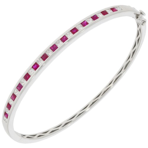 Guest and Philips - D 1ct 15st Ruby 14st Set, White Gold - 9ct OPM Bangle 09BADG87185