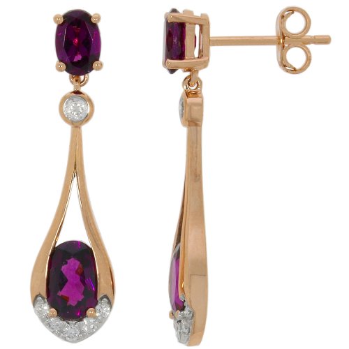 Guest and Philips - D 20pt 12st Rhod Gar Set, Rose Gold - 9ct Drop Earrings, Size 6x4mm 09EADG87590