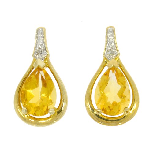 Guest and Philips - D 1pt 2st CitPear Set, Yellow Gold - 9ct Earrings, Size 7x5 09EASG85067