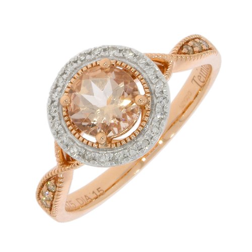 Guest and Philips - 9CT, Morganite Set, Rose Gold - DIAMOND CLUSTER RING 09RIDG86567