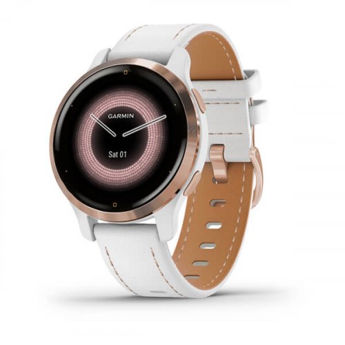 Garmin - Venu 2S, Rose Gold Plated - Stainless Steel - Leather GPS Smartwatch, Size 41mm 010-02429-23