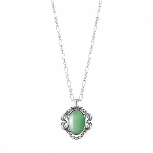 Georg Jensen - Heritage, Sterling Silver Green Pendant Necklace 20000922