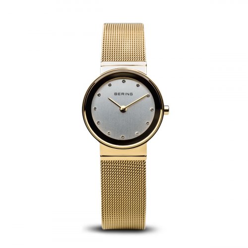 Bering - Ladies Classic, Swarovski Crystal Set, Stainless Steel and Yellow Gold Plated Ultra Slim Watch - 10126-334