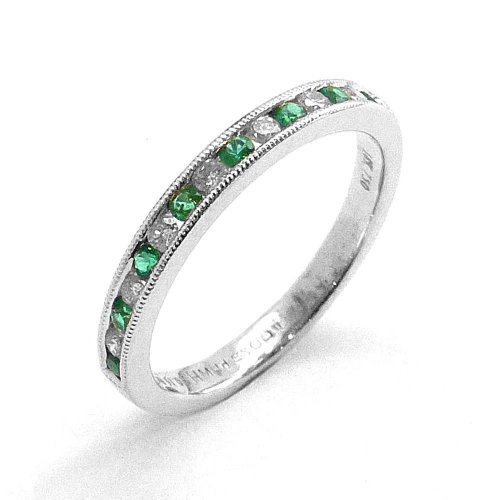 Eternity Ring, Set with Emeralds and Diamonds in 18ct. White Gold