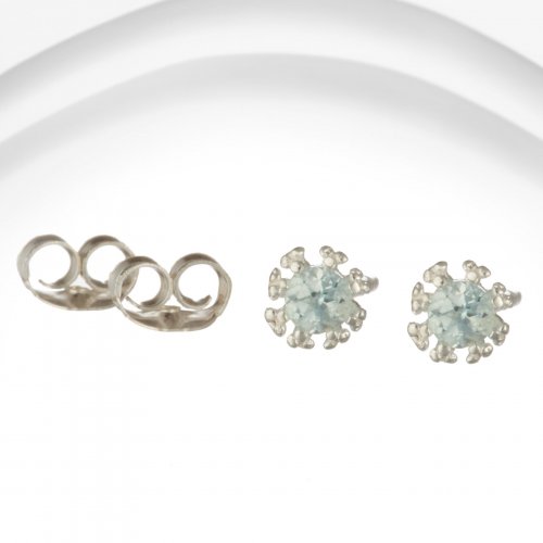 Banyan - Blue Topaz Set, Silver Stud Earrings