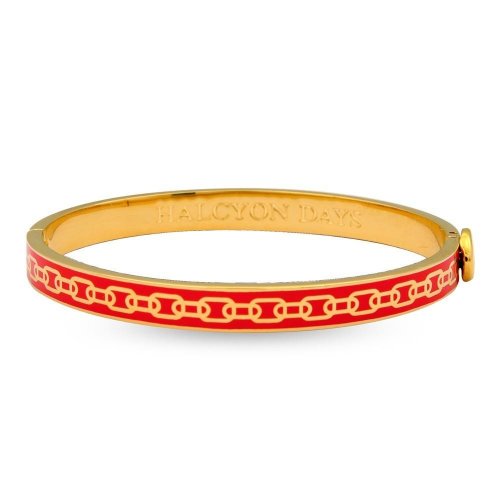 Halcyon Days - Skinny Chain Red & Gold Bangle