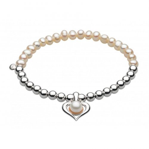 Kit Heath - Amelia, Rose Gold Plated, Sterling Silver Pearl Heart Bracelet