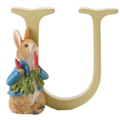 Enesco - Peter Rabbit with Radishes, Alphabet, Initial U Figurine