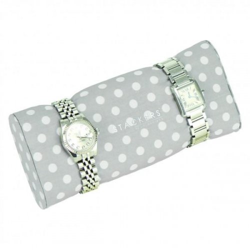 Stackers - Duck Egg Blue / Grey Polka Dot, Bracelet / Watch Pad Jewellery Box Accessory