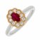 Guest and Philips - Diamond and Ruby White Gold - Rose Gold - Oval Cluster Ring - 18RIDG87383