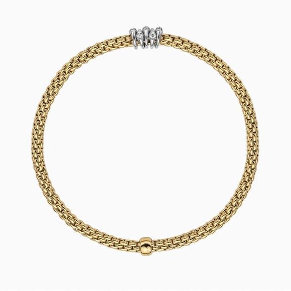 Fope Prima White Gold Bracelet with gold diamond rondels – Wamada Jewellery