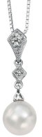 Gecko - Pearl Set, White Gold - 9ct Dia FWT Pendant GP785W