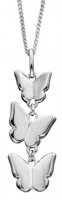 Gecko - Sterling Silver Triple Butterfly Drop Pendant P4711