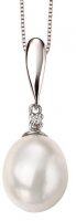 Gecko - Pearl Set, White Gold - 9ct Dia Drop Pendant GP2018W