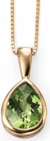 Gecko - Periot Set, Yellow Gold - 9ct Teardrop Pendant GP460G