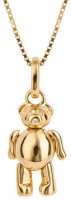 Gecko - Articulated Teddy, Diamond Set, Yellow Gold Plated - Sterling Silver - Pendant P5300