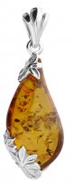 Guest and Philips - Amber Set, Sterling Silver - Cognac Teardrop Pendant H4076-B