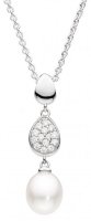 Kit Heath - Coast Pebble Glisten, Cubic Zirconia Set, Sterling Silver - Rhodium Plated - Necklace, Size 18inch 90182FPC