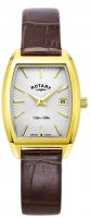 Rotary - Ultra Slim Tonneau, Yellow Gold Plated - Leather - Quartz Watch, Size 25mm LS08018-06