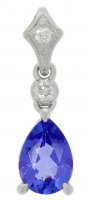 Guest and Philips - Diamond Set, White Gold - 18ct 4pt 2st Dia & 1st Tanz Pear Pendant, Size 7x5 18CIDG83917
