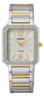 Seiko - Crystals Set, Stainless Steel - Yellow Gold Plated - Rectangular Solar Quartz Watch, Size 25mm SUP466P1