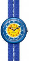 Swatch - Retro Blue, Plastic/Silicone - Fabric - Flik Flak Quartz Watch, Size 31.85mm FBNP187