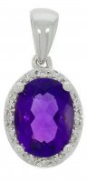 Guest and Philips - Amethyst Set, White Gold - 9ct Am 1st D 2pt 4st Pendant, Size 8x6 09CIDG85229