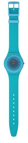 Swatch - Radiantly Teal, Plastic/Silicone - Quartz Watch, Size 34mm SS08N114